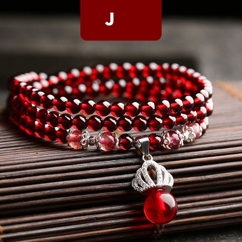 Wein Rot Granat Armbänder Für Frauen Natürliche Edelstein 925 Sterling Silber Schmuck Fox Kürbis Pixiu Schneeflocke Charme Beste Mädchen: Type J