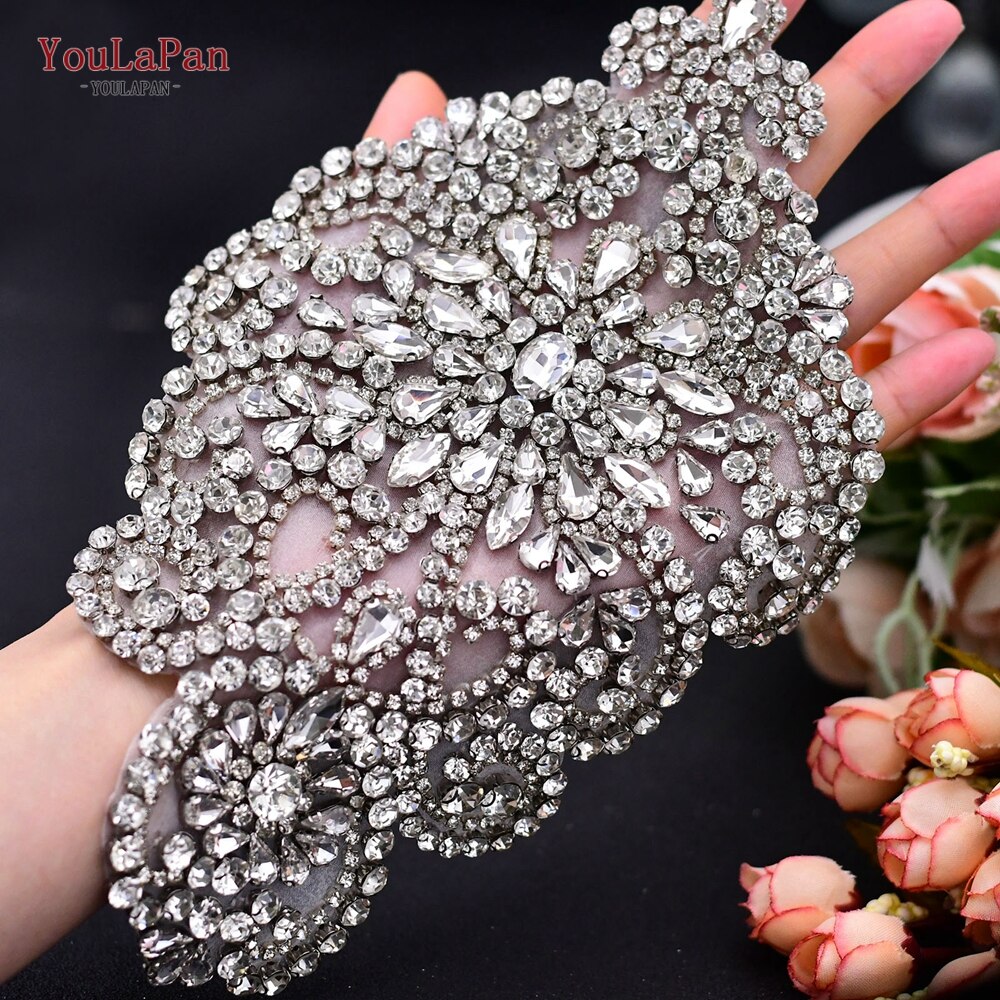 STRASS CHAÎNE FER Perlé Sur Appliques Garniture Robe De Mariée