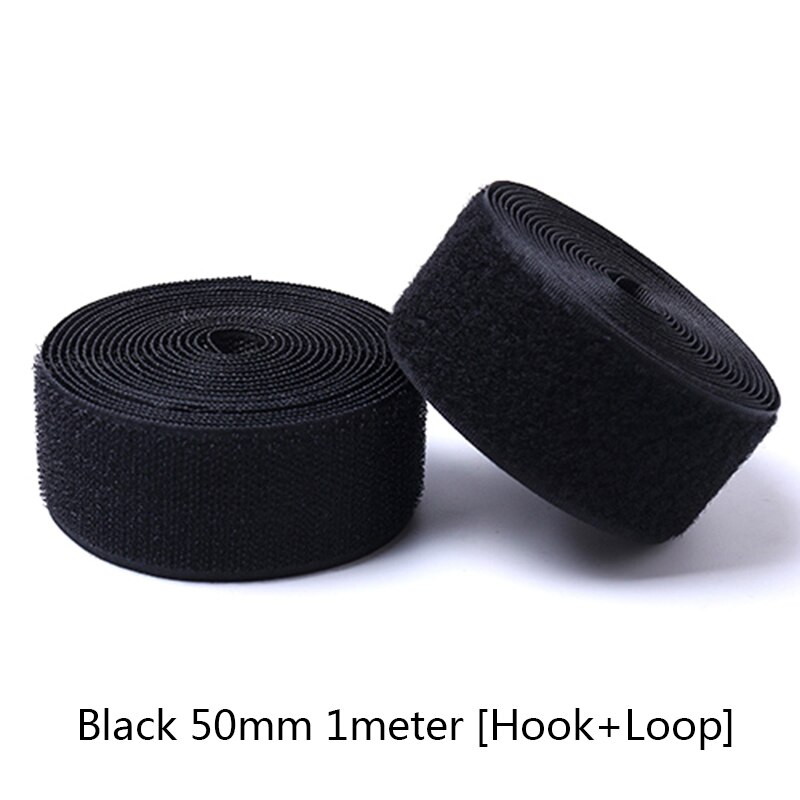 1M Strong Velcros Adhesive Hook Loop Fastener Tape Strip Nylon Sticker Velcro for Sewing DIY No Glue 16/20/25/30/38/50/100/150mm: black-50mm-1meter
