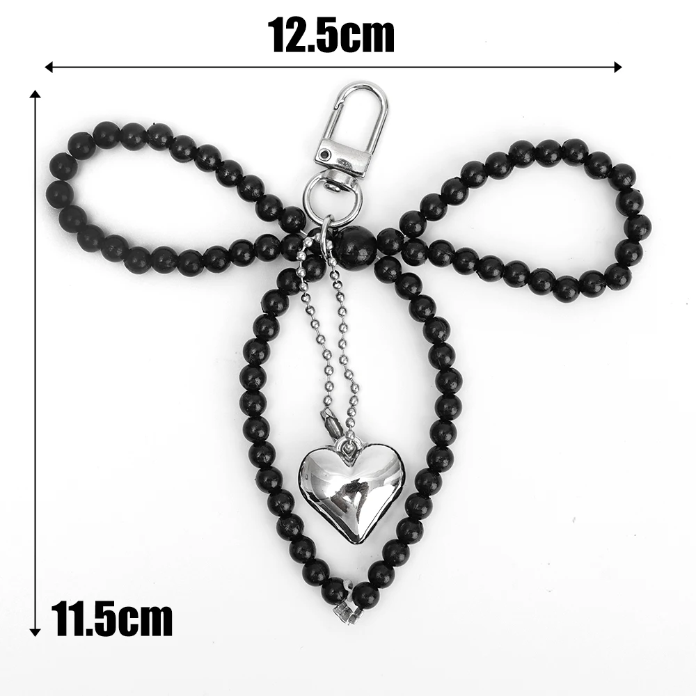 LLavero con forma de corazón y lazo de perlas, mochilas, llavero con forma de corazón con lazo, accesorios colgantes DIY para bolso, teléfonos móviles universales: Azul / Verde