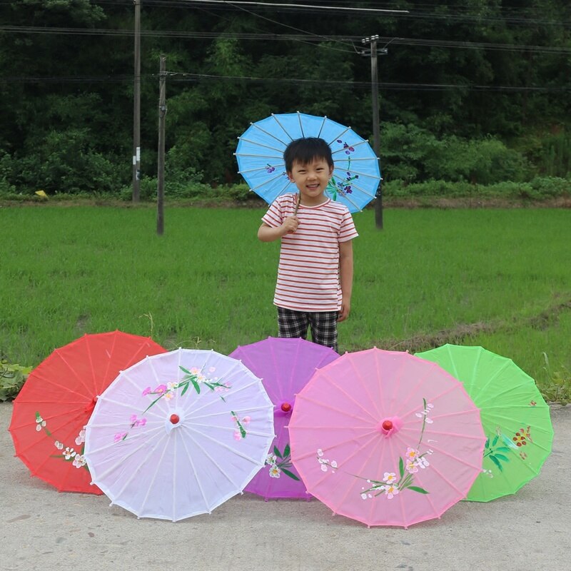 Paraguas de papel con flores impresas chinas, sombrilla tradicional hecha a mano, sombrilla clásica de baile Retro, decoración de