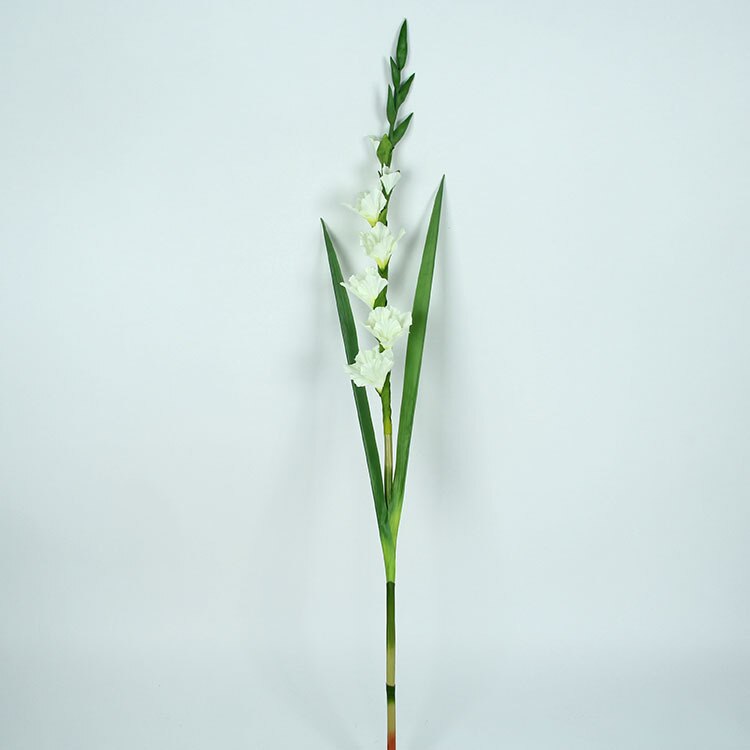Høj efterligning stor gladiolus gulv håndværk kunstig blomst kunstig silke blomst håndlavet blomst desktop møbler: Hvid