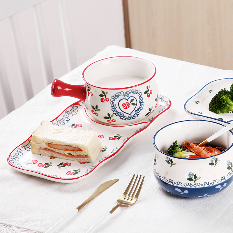 Oneisall middagstallerkener i japansk stil porcelæn keramik kage frugt grøntsag salat platos porcelæn stel fade supla fad