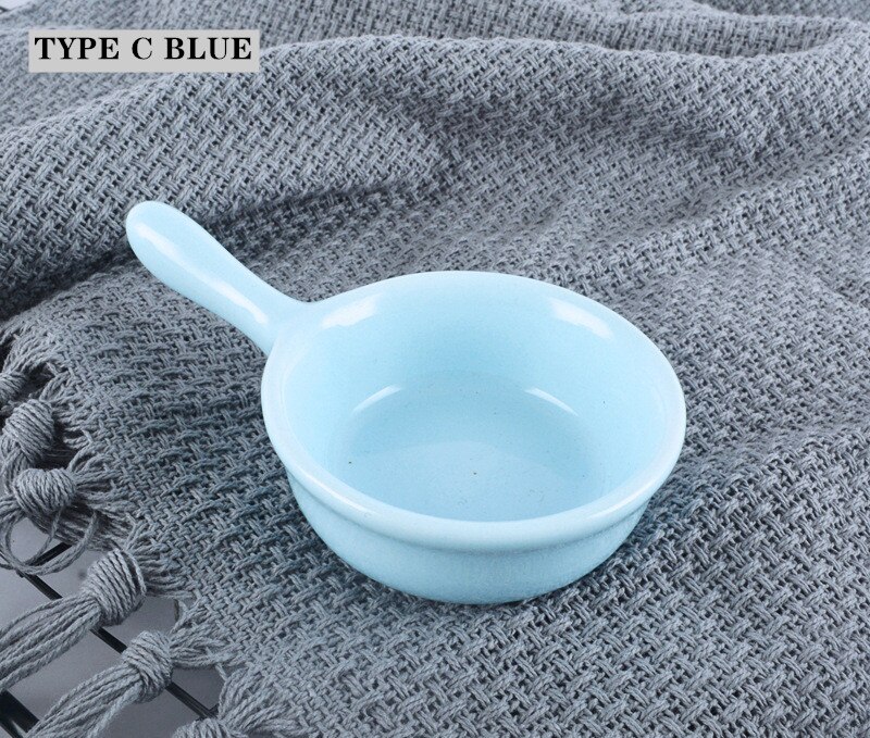 Poignée courte en céramique petit pot à lait plat de sauce salade de style européen plat de sauce tomate vaisselle de cuisine: TYPE C BLUE