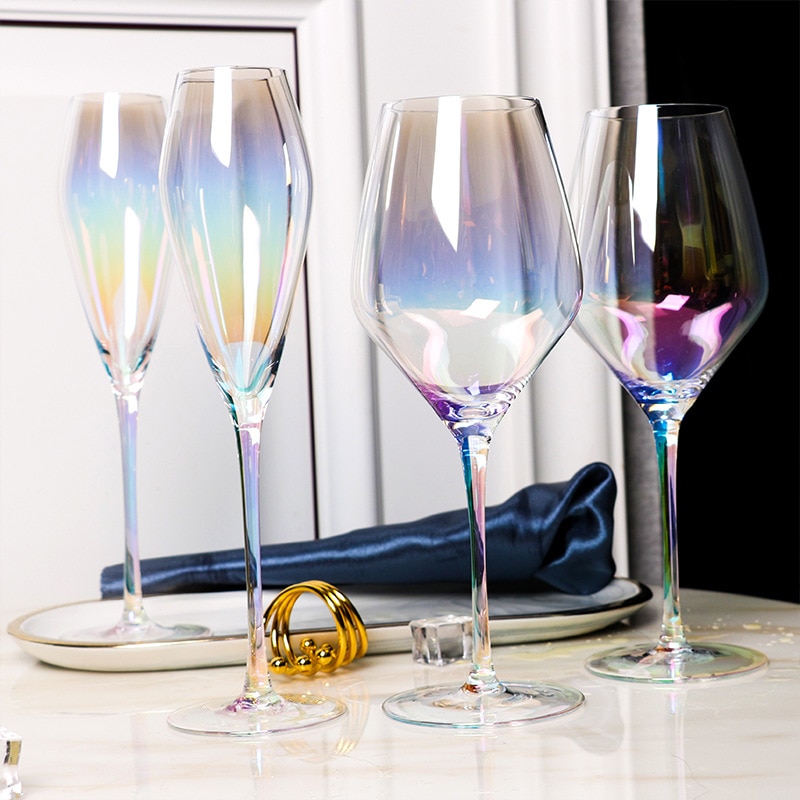 Rainbow Glass Europe Dazzle Color Wine Glass Champagne Glass Red Wine Glass Wedding Crystal Cocktail Glasses
