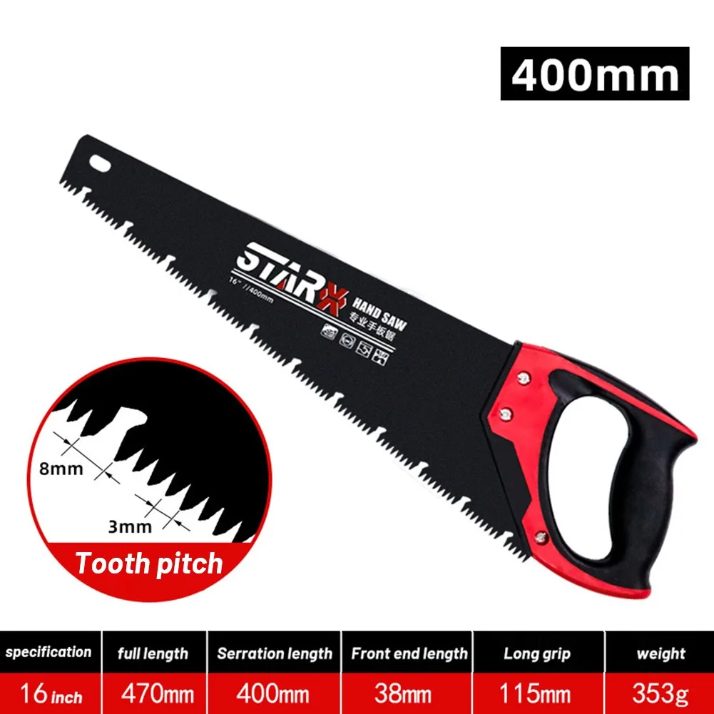 16" 18" 20" Steel Hand Saw Timber Saw Woodworking Cutting Tool Dry Wood Pruning Saw With Hard Teeth For Fine Cut UPVC & Wood