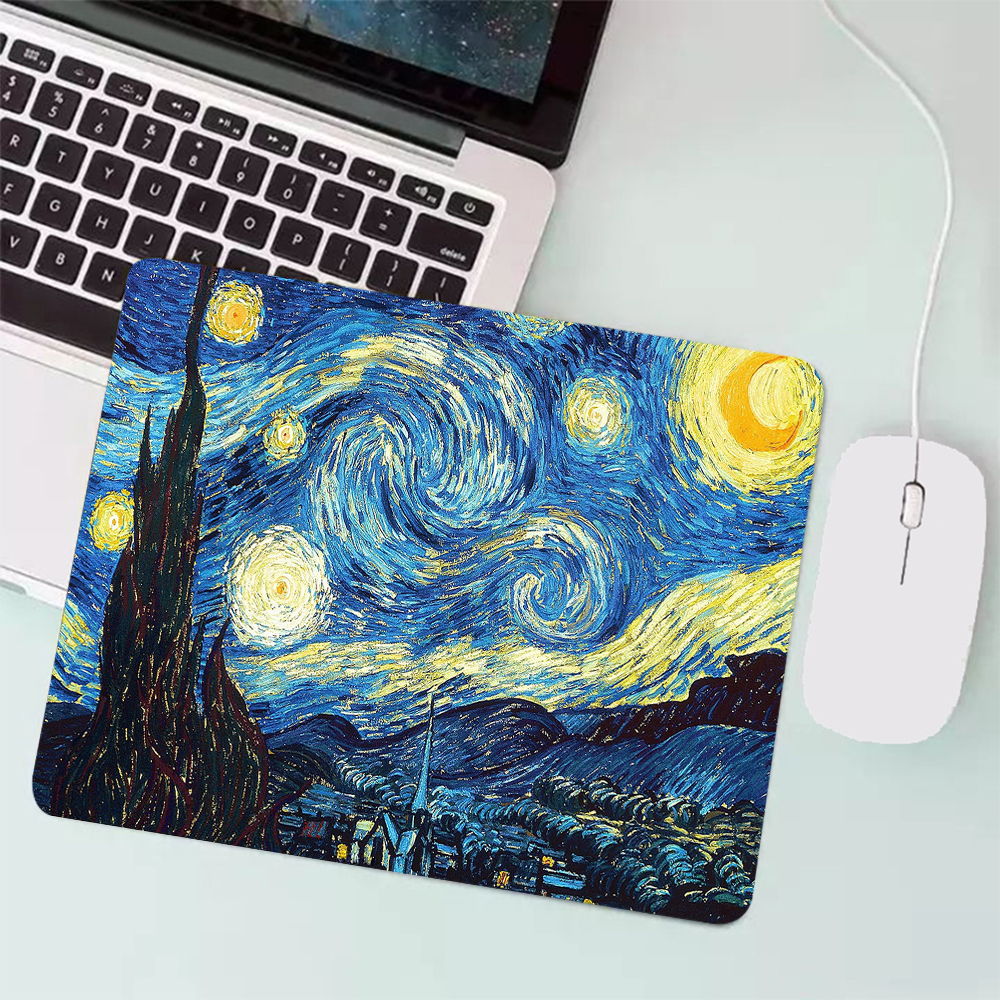 Van Gogh Painting Small Gaming Mouse Pad PC Gamer Keyboard Mousepad Computer Mouse Mat Laptop Carpet Anime Mause pad Desk Mat: 80x40 cm / WHITE