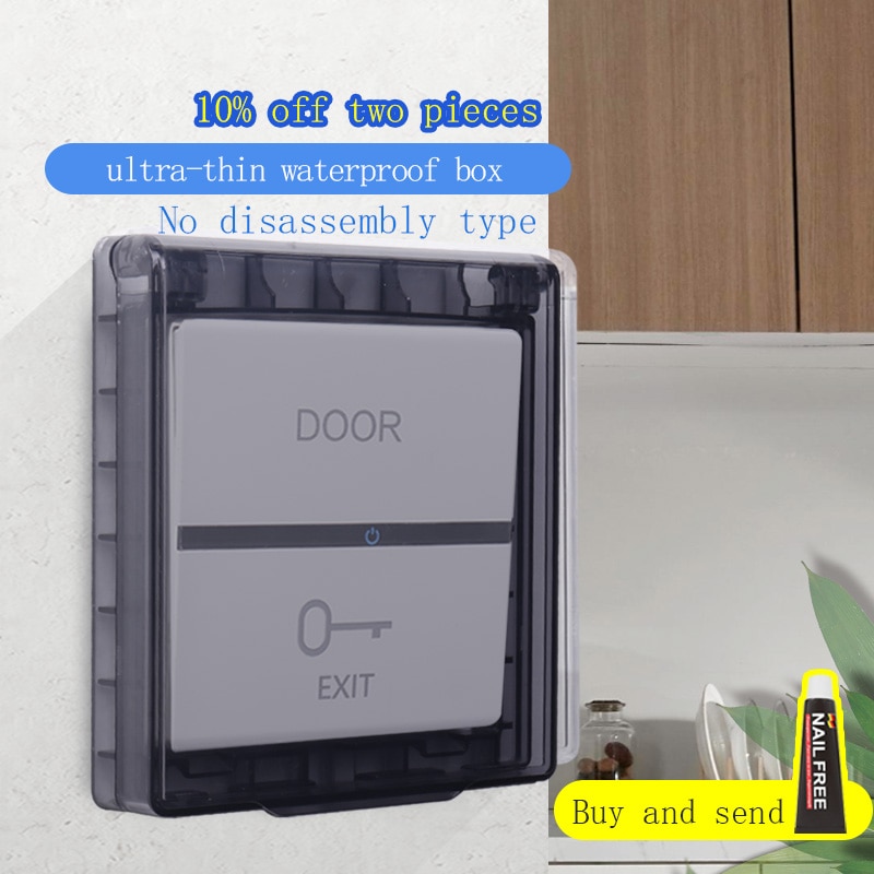 86 type self-adhesive ultra-thin waterproof box bathroom wall switch waterproof cover protection socket splash-proof box