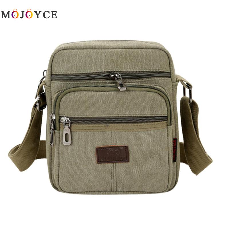 Canvas Crossbody Shoulder Bag Men Zipper Casual Travel Office Vintage Male Messenger Bag Bolsa Masculina: Army Green