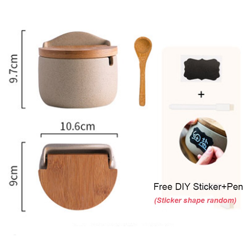 Kök krydda burk olja flaskuppsättning hushåll keramisk krydda låda salt shaker kryddflaska full uppsättning japansk stil: Runda 1 st