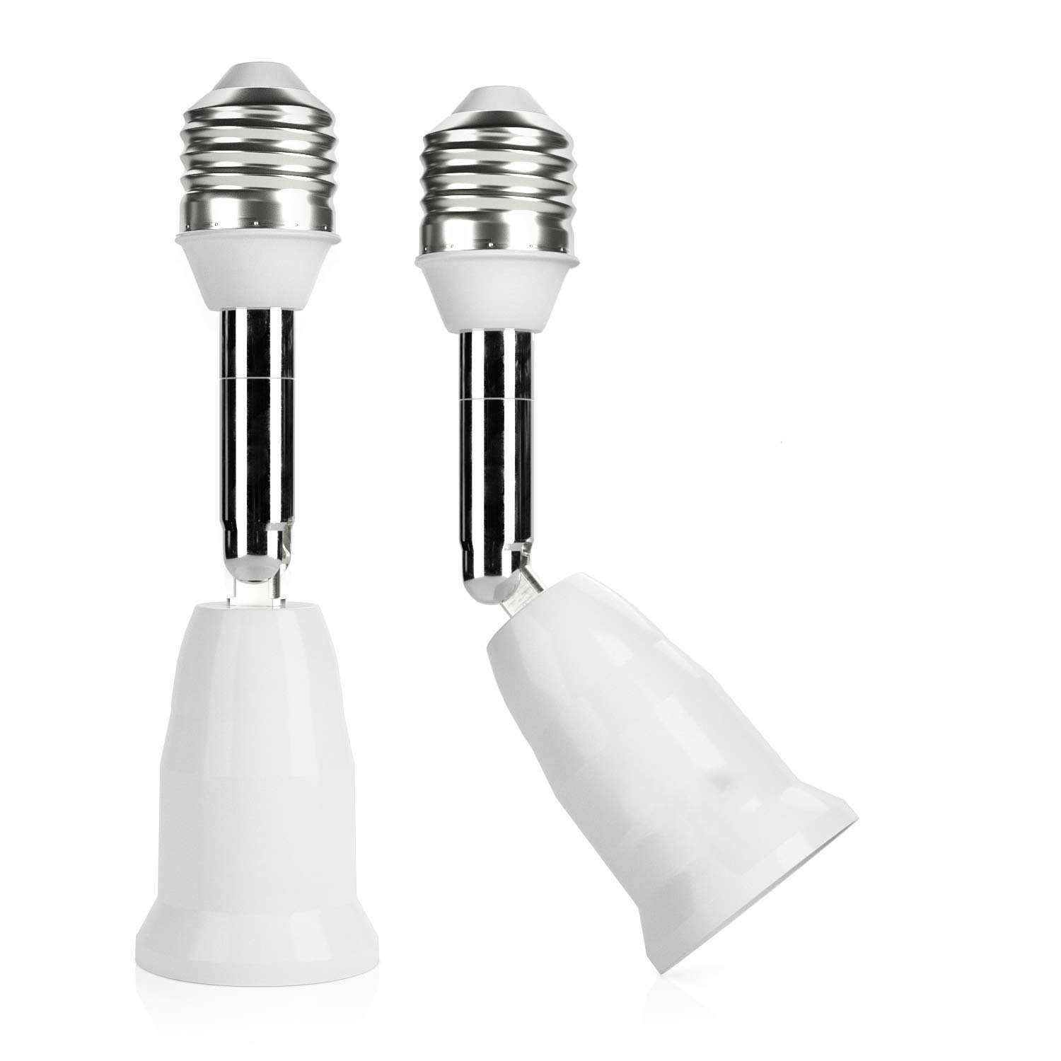 E26 E27 casquillo de bombilla 180 grados extensión ajustable Flexible bombilla de cerámica mediana convertidor adaptador de casquillo de lámpara: Beige