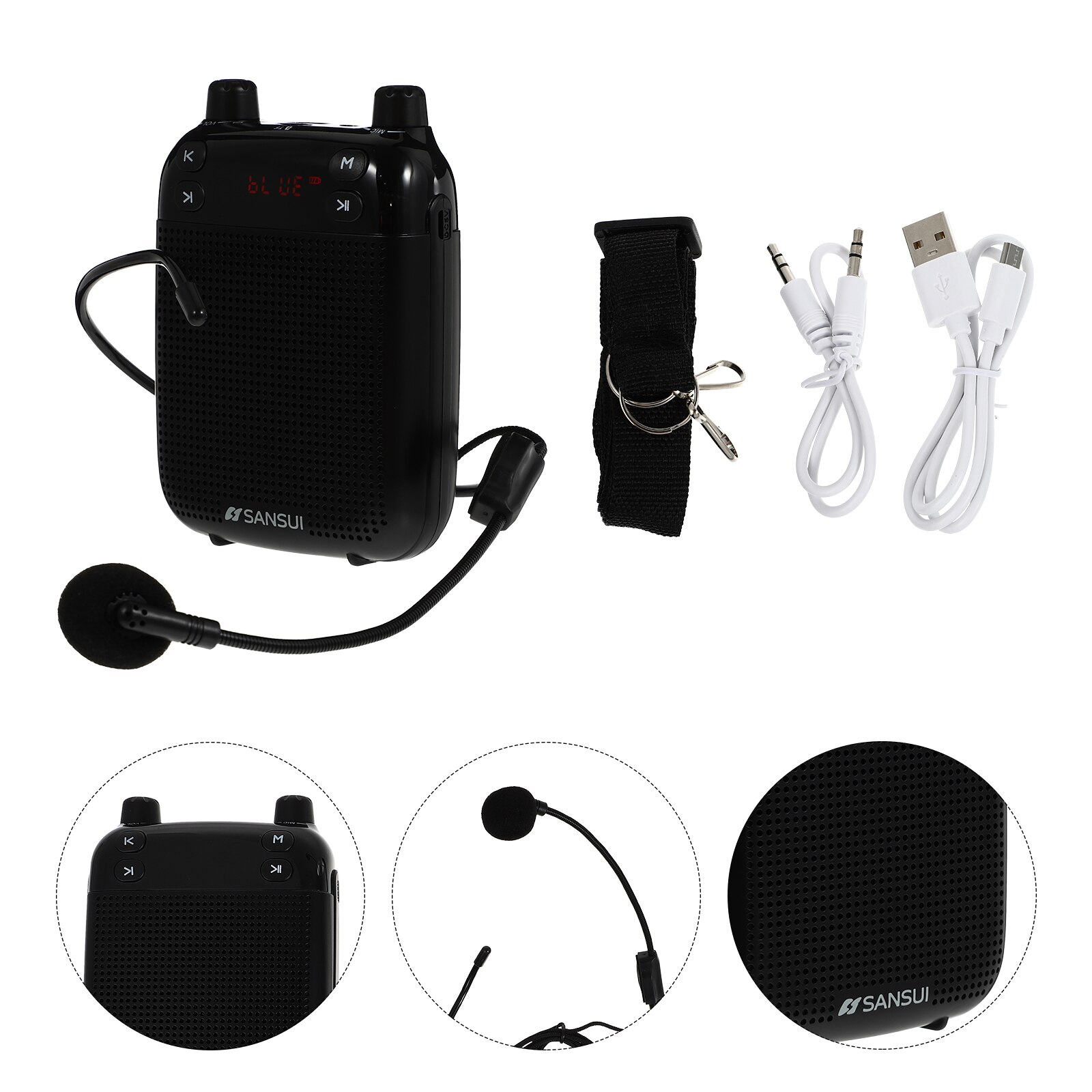 1 Set Wireless Voice Amplifier Wireless Sound Microphone Voice Amplifier Device (Black): Default Title