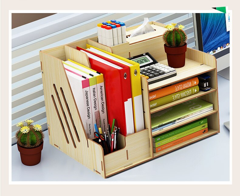 neue Büro Dokument Regal Diy Holz Ordner Schreibtisch Lagerung Und Sortierung Kasten Lagerung Kasten/buch Regal/dokument Regal: Weiß Ahorn