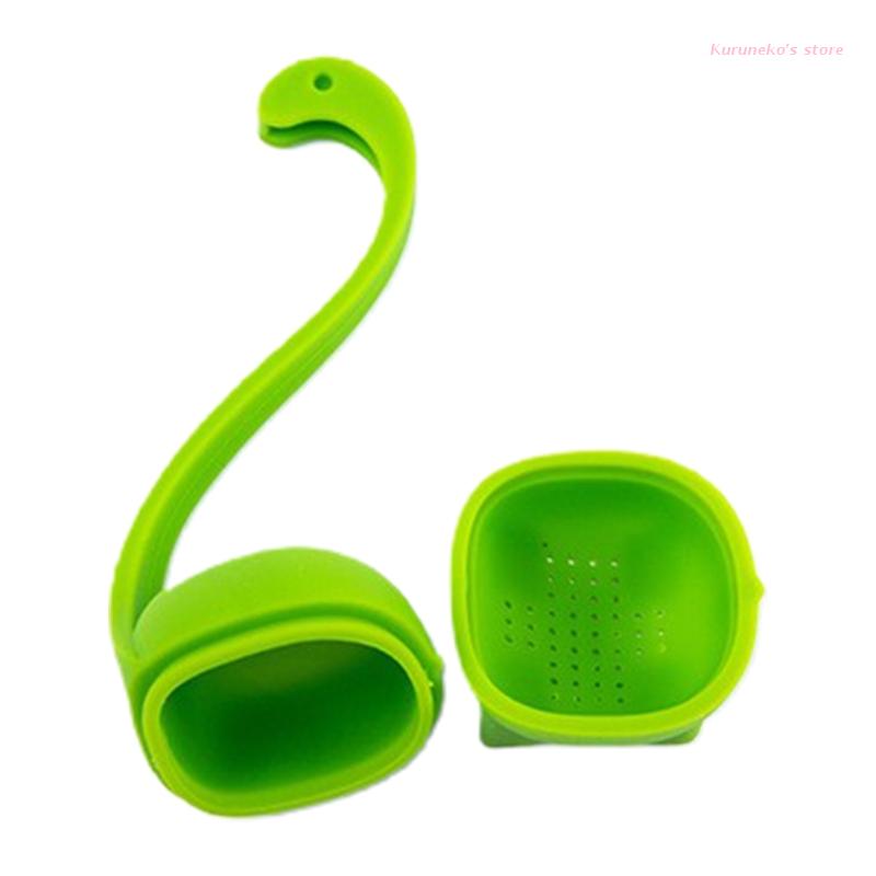 Tea Infusers Tea Filter Food Grade Silicone Loose Leaf Herbal Tea Flower Tea Dinosaur Tea diffuser with Long Handle Neck