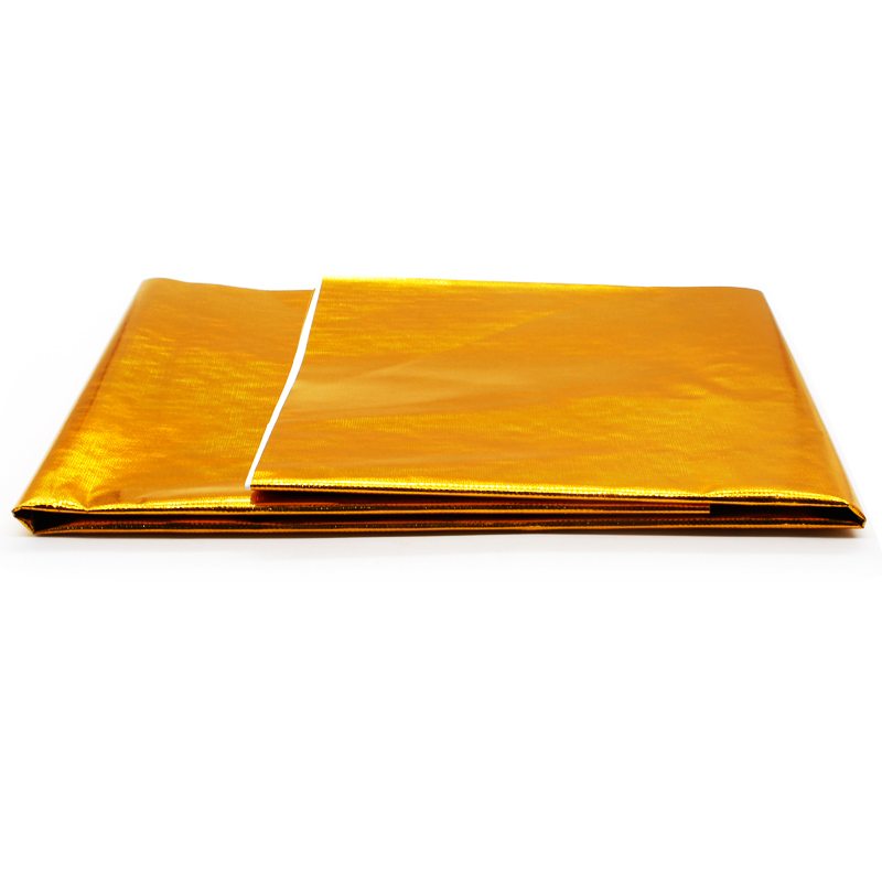 Deft 100 x 100cm självhäftande reflekterande guld hög temperatur avgas värmesköld wrap tejp isolering klistermärken bil styling