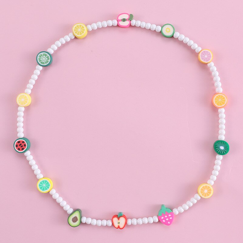 Kids Kettingen Meisjes Kinderen Leuke Fruit Ketting Armbanden Sets Mode Kind Jurk Sets Acryl Strand Strand Sieraden Set: 4