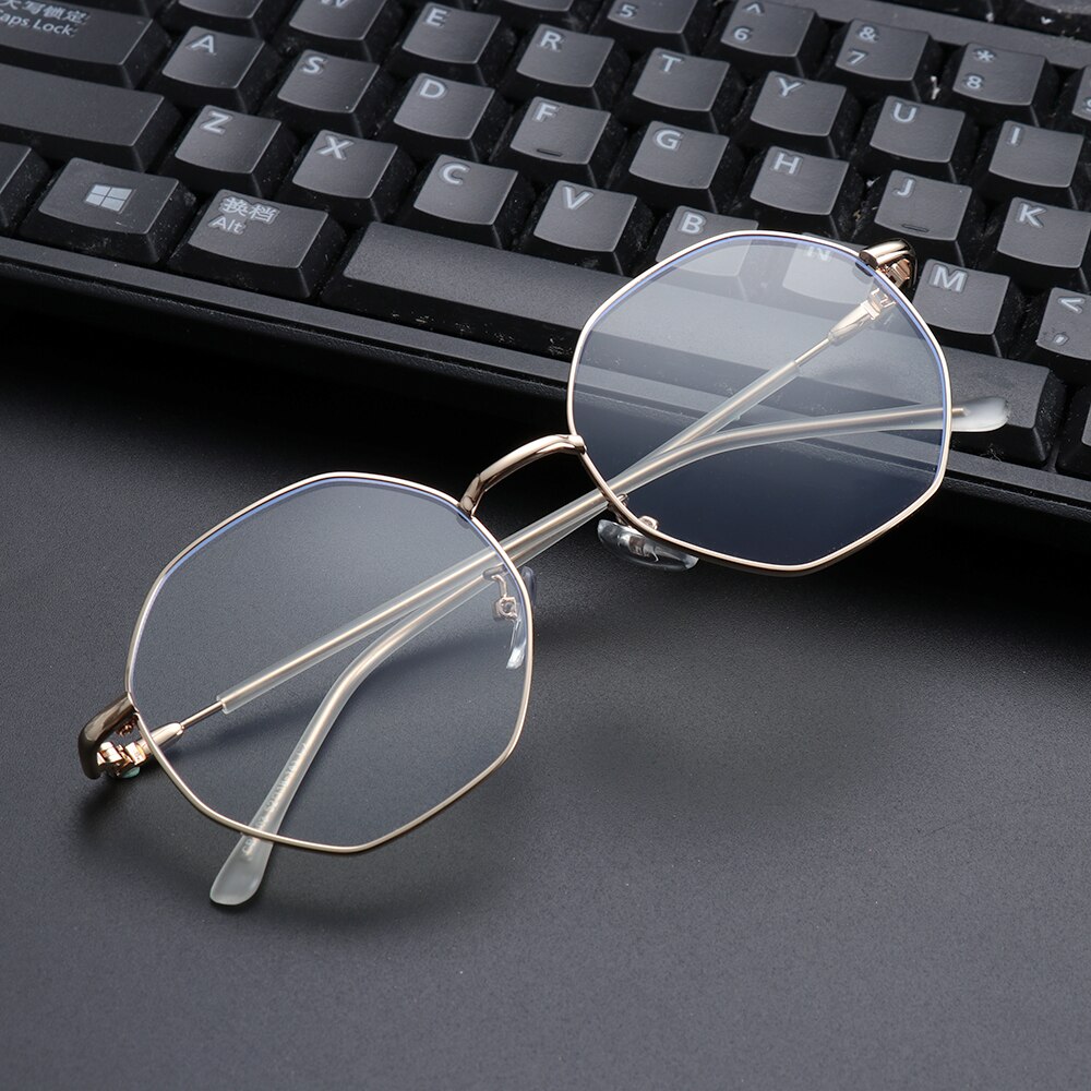 Round Frame Metal Glasses Simple Retro Anti-Radiation Blue Light Blocking Gaming Computer Glasses Eyeglasses For Hiking