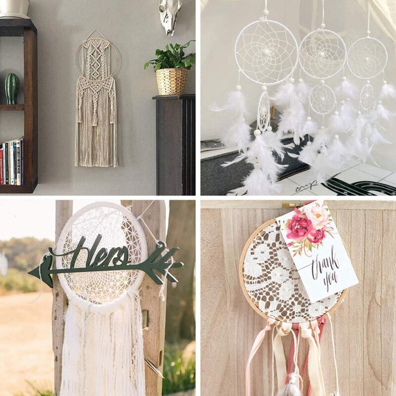 Anillos atrapasueños de bambú de madera 20 piezas, aros redondos de macramé, anillos para manualidades DIY, atrapasueños, círculos de 23cm