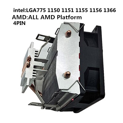 CPU Cooler 2 heatpipe 90mm LED cooling fan 4PIN CPU cooler 775 1150 1151 1155 1156 1366 support Intel AMD