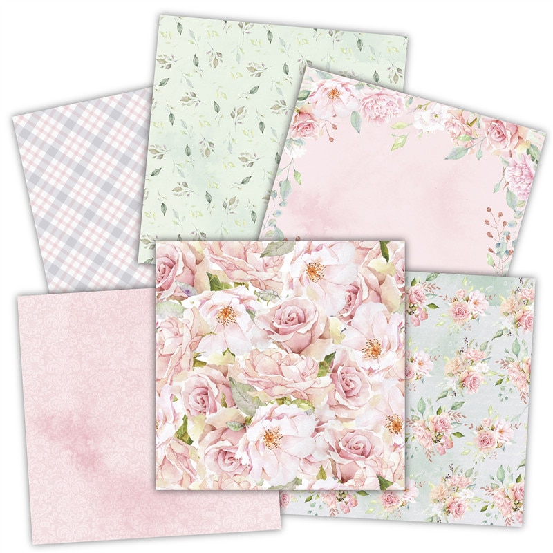 Hojas de papel de 6 "X6", paquete de papel de álbum de recortes , hecho a mano papel artesanal, almohadilla de fondo artesanal, 24 hojas