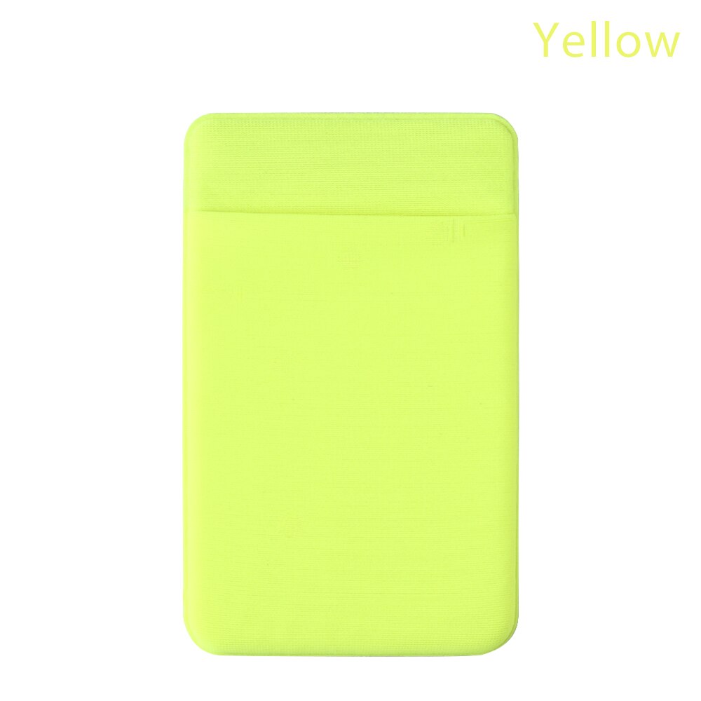 1PC Unisex Elastic Mobile Phone Wallet Cell Phone Card Holder Case Adhesive Sticker Pocket Credit ID Card Holder: yellow