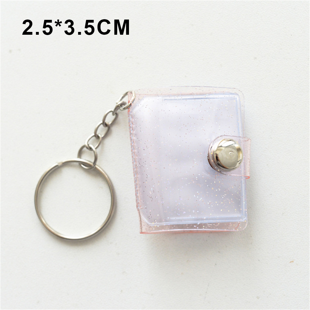 16 Pages Mini Photo Album Keychains Women's Small Instant Picture Album Key Chain Pendant ID Photo Interstitial Pocket Keyring: WHITE