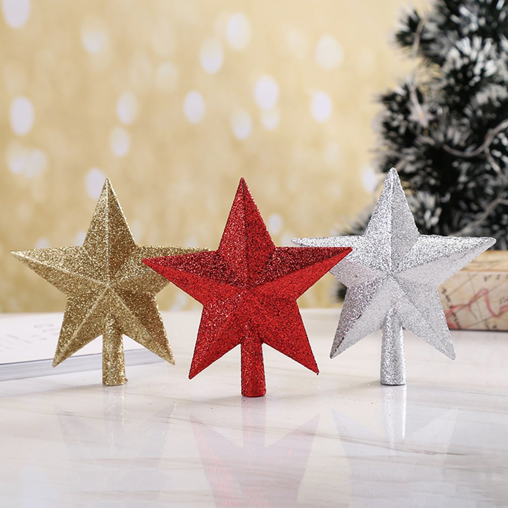 Glitter Christmas Tree Topper Star Christmas Tree Decoration For Home Xmas Tree Top Ornaments Year Decor