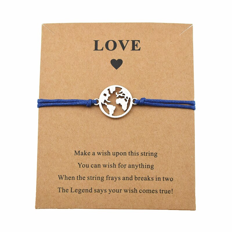 Nova prata cão de estimação pata imprime charme desejo amor cartão pulseiras para mulheres meninas melhor amigo cães amante presentes amizade jóias: Royal blue