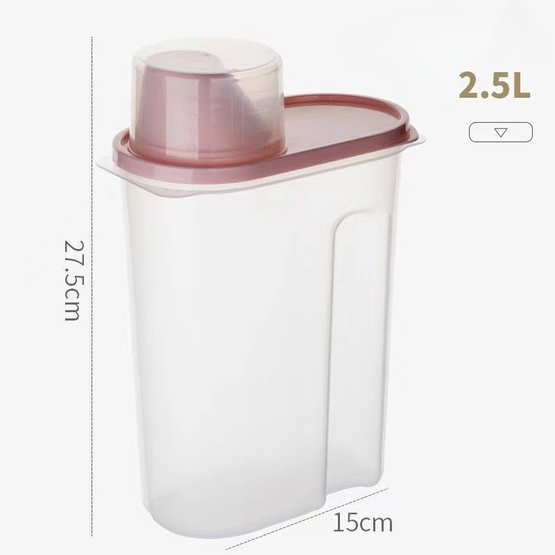 2.5/1.9l Plastic Voorraadtank Met Maatbeker Vochtbestendige Verzegelde Pot Accessoires Voor Dierbenodigdheden