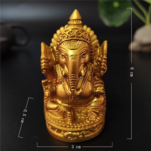 Goud Ganesha Boeddhabeeld Olifant God Sculptuur Ganesh Beeldjes Voor Garden Home Decoratie Accessoires Standbeelden 6Cm/2.36Inch: Default Title