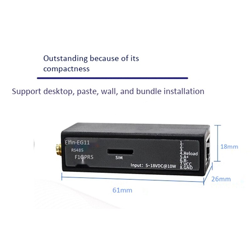 RJ45 RS485 to GPRS GSM Module Serial Port Web Server Network Equipment Supports Modbus TCP IP Protocol HTTP Mode