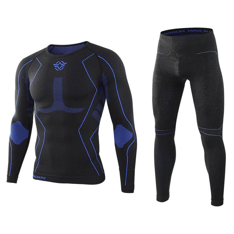 Winter Thermisch Ondergoed Set Mannen Sportkleding Running Training Warm Base Layer Compressie Ademend Panty Jogging Pak: Black / M