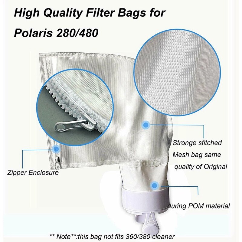 for Polaris 280 480 Zipper Filter Bag for Pool Cleaner All Purpose K13 K16 Swimming Pool Filter Bag Replace