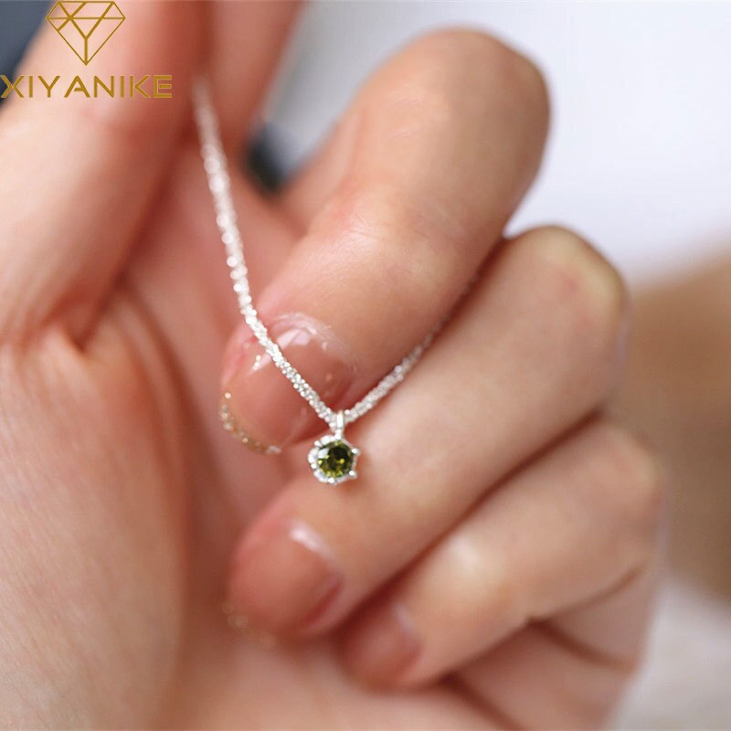 XIYANIKE Silber Farbe Neue Grün Zirkon Anhänger Halskette Funkelnden Gypsophila SchöNe Hochzeit Schmuck Für Frauen