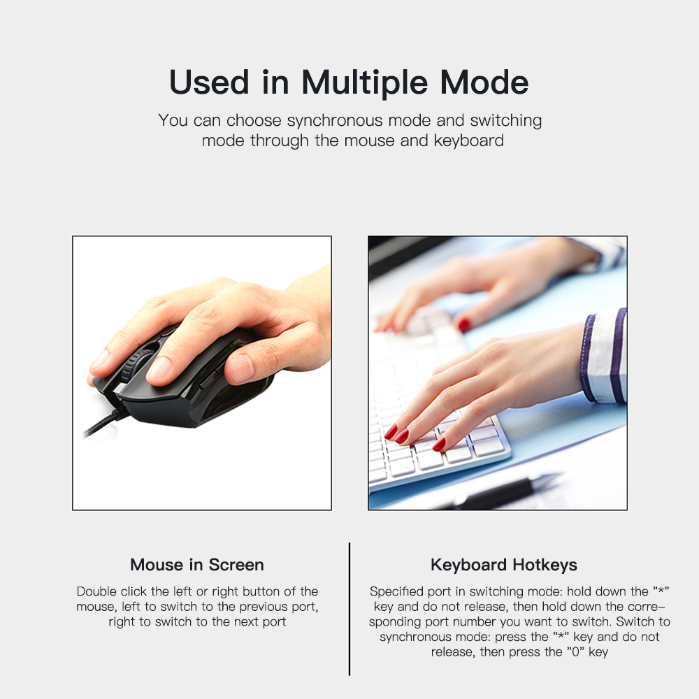 AIMOS 8 Ports USB KVM Switch USB Synchronizer KVM Switcher for Windows10 PC Keyboard Mouse Printer Synchronization Controller