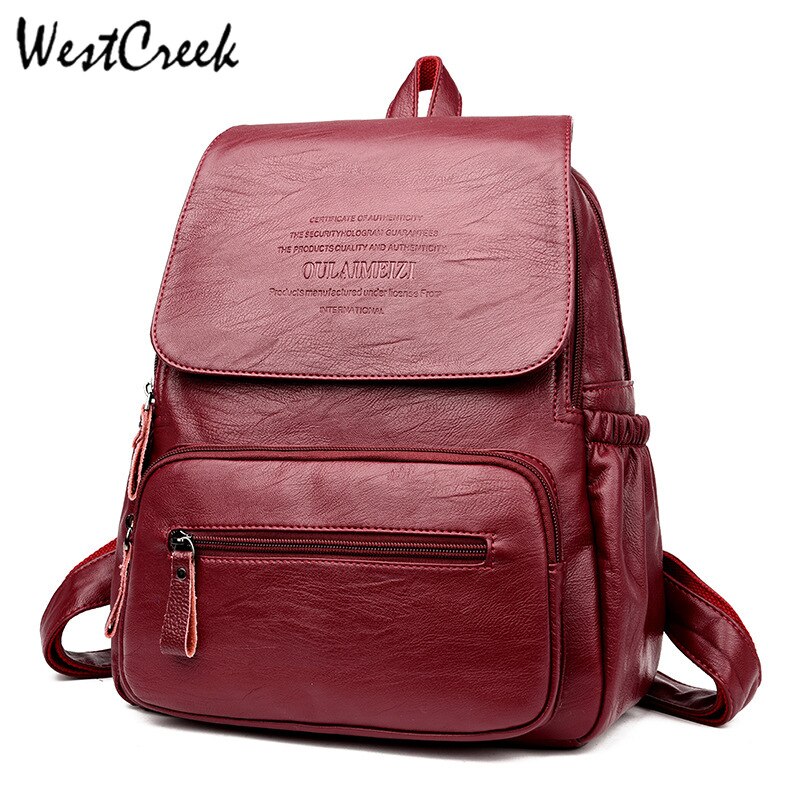 WESTCREEK Vintage Leder Rucksäcke Weibliche Reise Schulter Tasche Mochilas Frauen Rucksack Große Kapazität Rucksäcke Für Mädchen