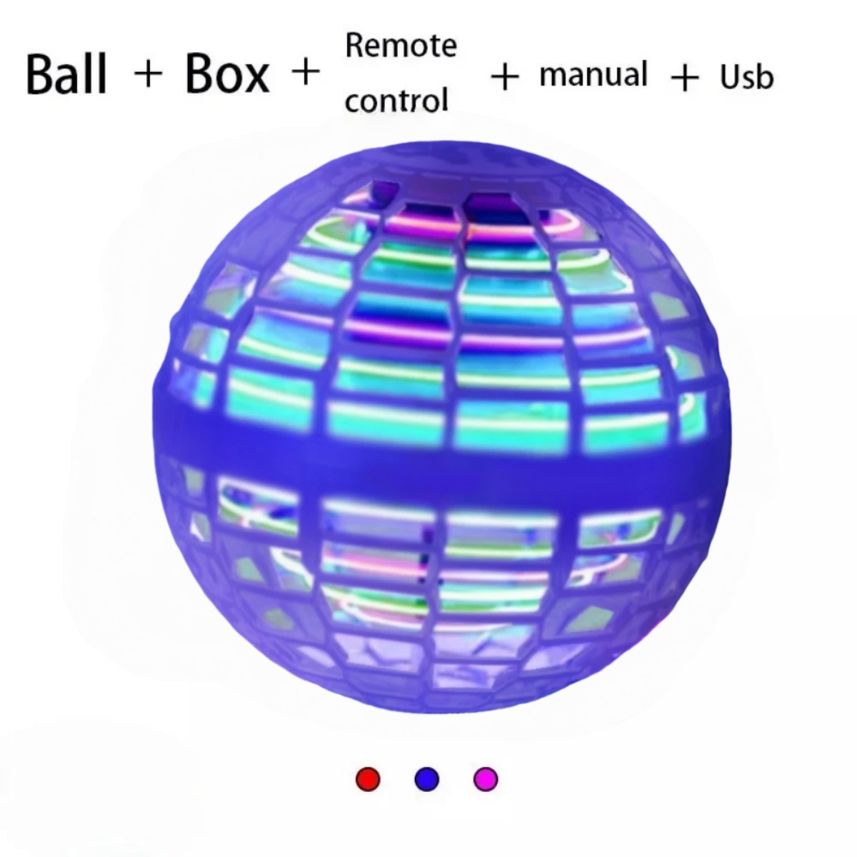 Flying Ball with Lights Cosmic Globe 360° Rotating Suspension Ball Hand Controlled Color LED Suitable for Indoor and Outdoor Toy: Blue