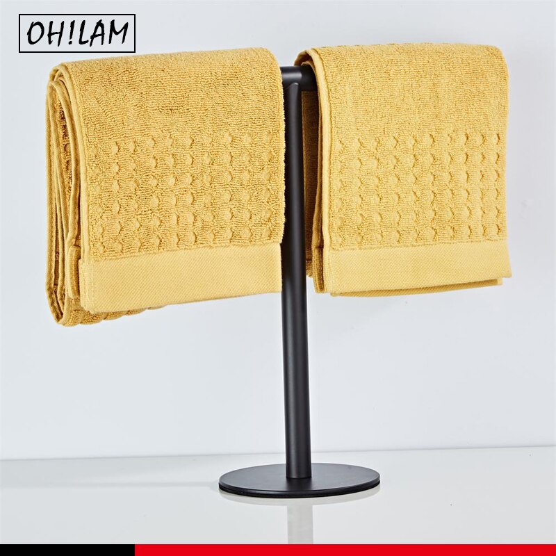 Movable Free-Standing Hand Towel Holder Standing Tree Rack 304 Black Bath Towel Stand Bathroom Towel Hanger Vanities Countertop