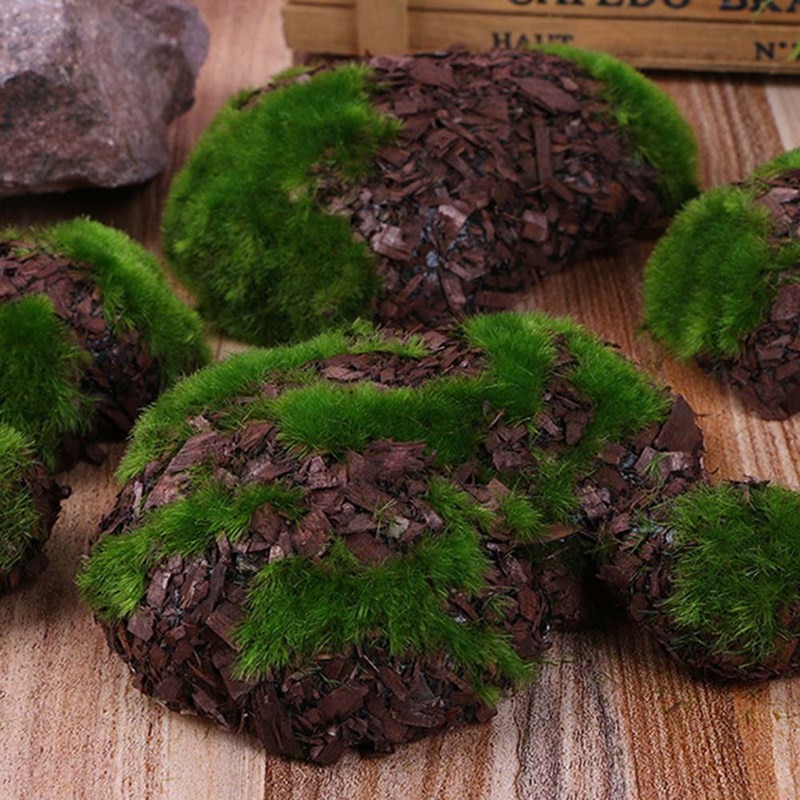 6 st mossboll grönt skum konstgjord växt siden blommor dekorera undervattens akvarium dekoration akvarieväxt