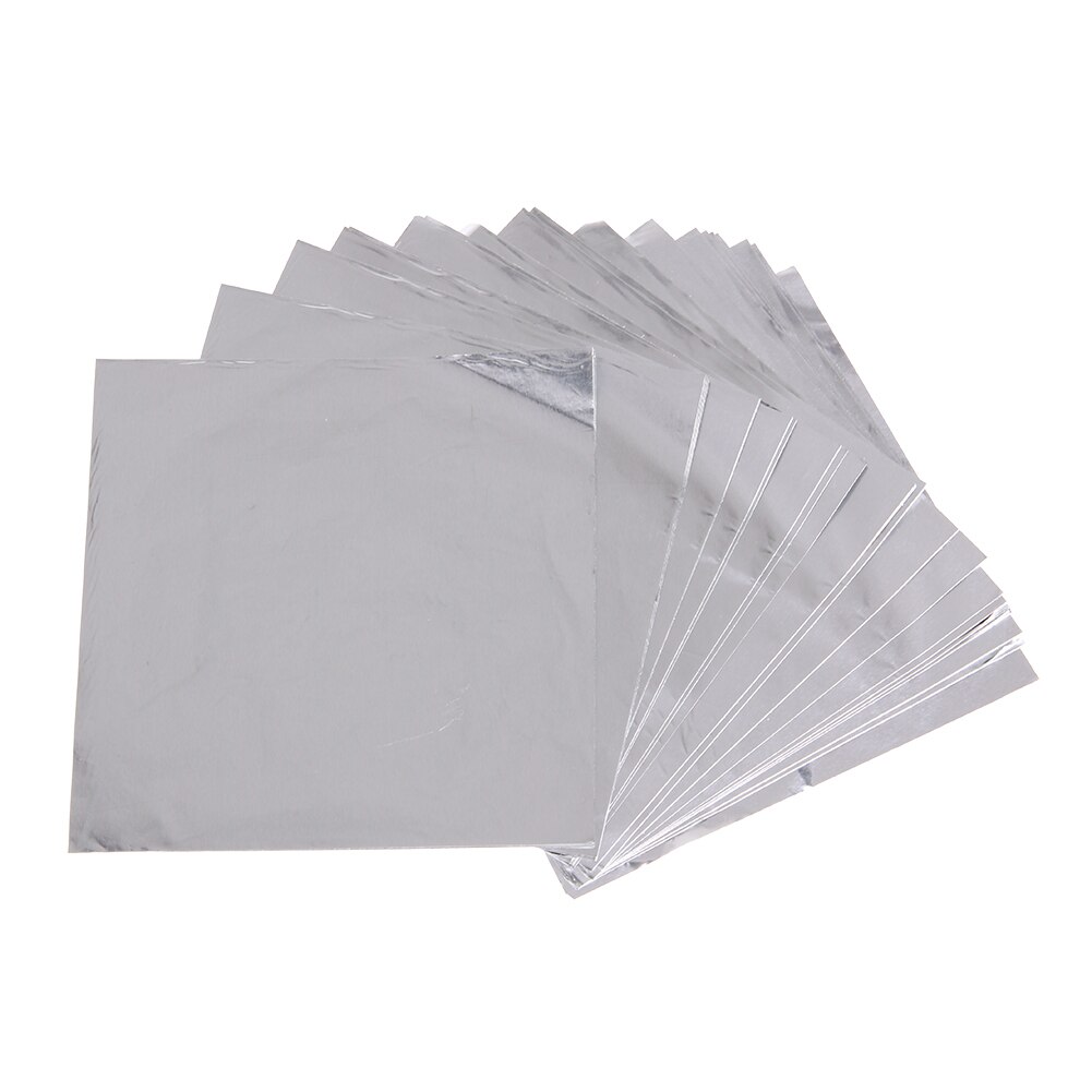 Square Foil Wrapper Package Paper Sweets Tinfoil Lolly Party Crepe Paper Sheets Candy Chocolate Sweets Confectionary: Silver