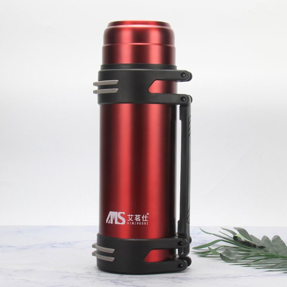 1.5L Water Fles Sport Thermoskan Draagbare 304 Rvs Bidon Sling Voertuig Reizen Koffie Mok