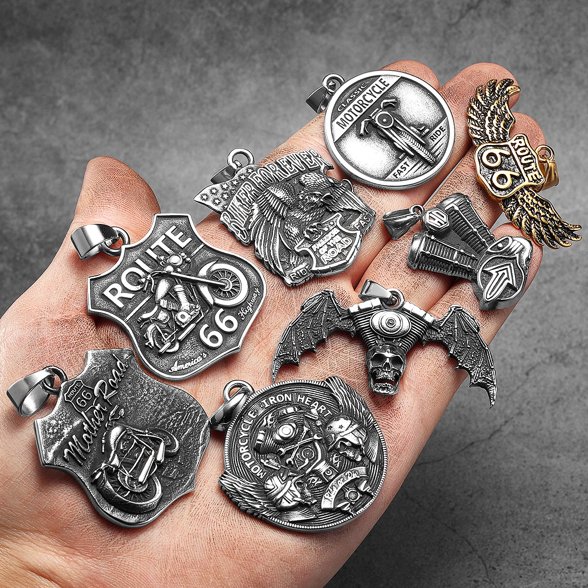 Colliers de moto en acier inoxydable pour hommes et femmes, Live To Rider, Skull, Pendentif de la présidence, JoPunk Biker, Accessoires de bijoux, ,