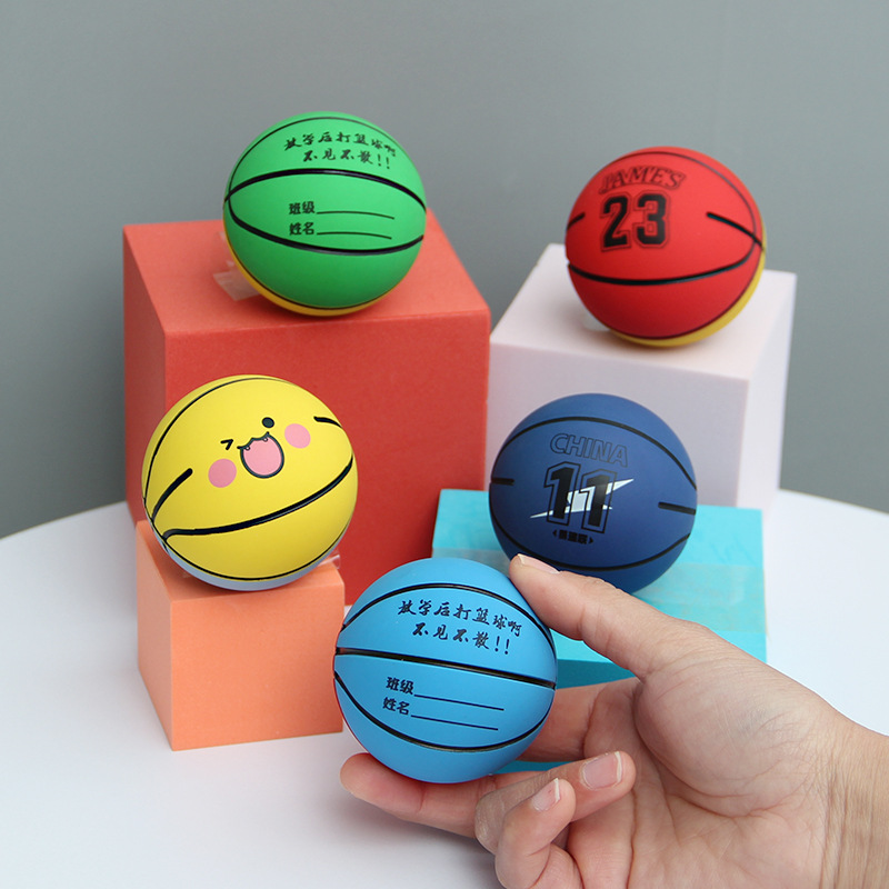 6cm rubber basketball cartoon cute super high elasticity mini basketball creative kids outdoor indoor interactive game toy ball: Red