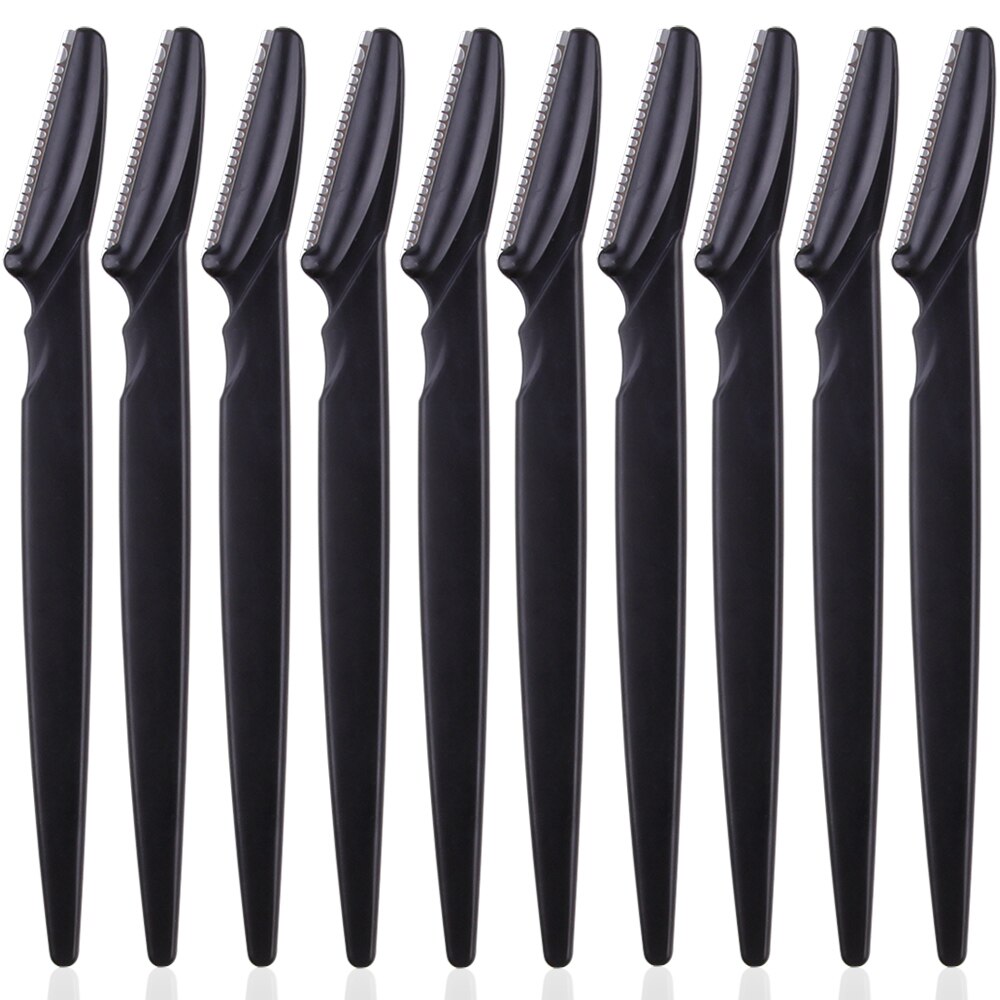 Rasoir à sourcils pour femmes, 3 à 10 pièces, tondeuse, lame de visage, épilation, coupe sûre, outil de maquillage: 10Pcs Black