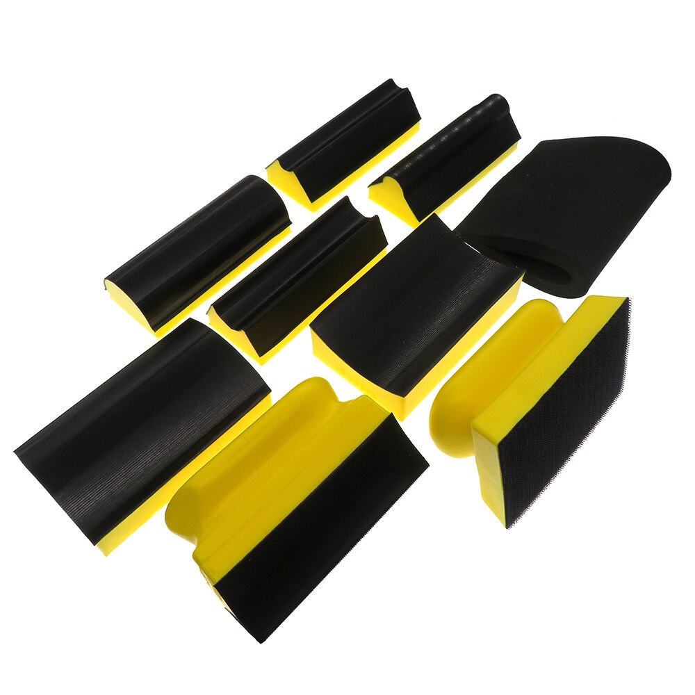 9Pcs Hand Schuurblok Set Klittenband Diverse Vormige Schuren Disc Houder Slijpen Spons Slijptol