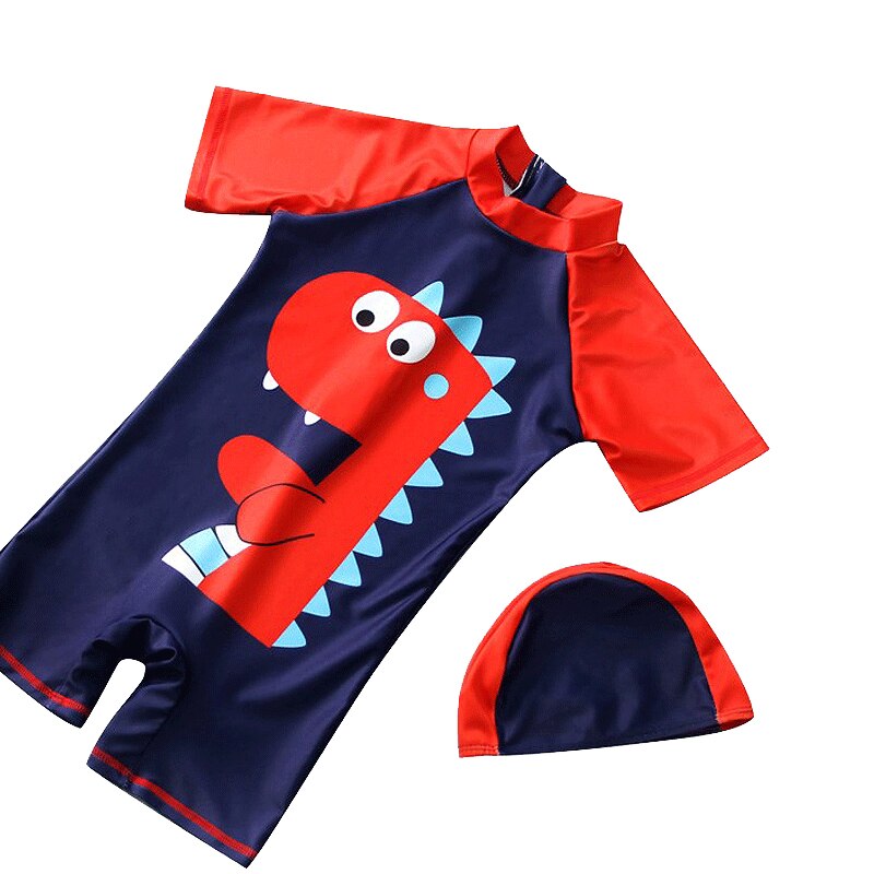 Bonito do bebê meninos maiô com padrão dos desenhos animados criança maiô crianças roupa de banho uma peça terno de natação para crianças