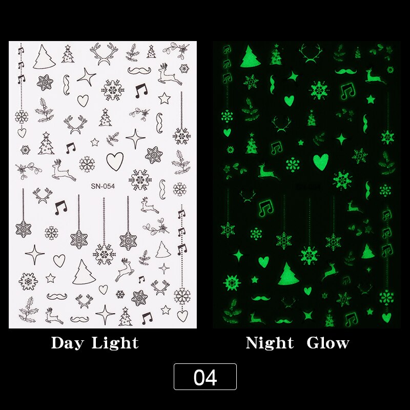 1Pc 3D noël curseur ongle autocollant décalcomanies ange flocon de neige lumineux ongle adhésif feuilles autocollants pour beauté décor