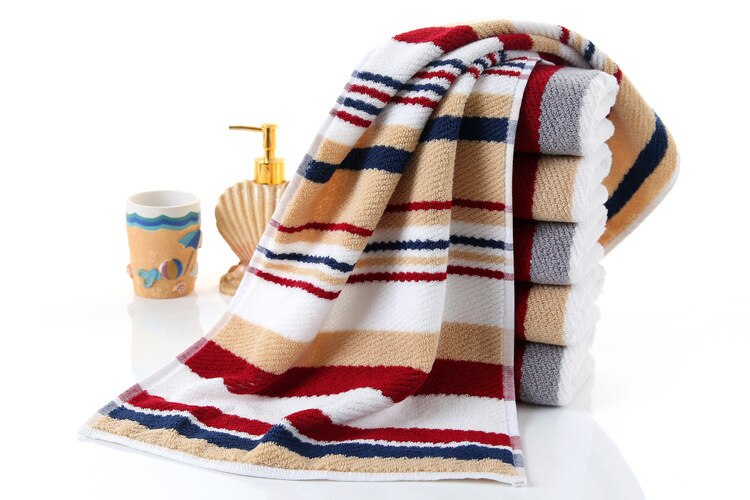 Color stripe Face Towel 100% Cotton 34 * 74cm Soft Towel Terry Absorbent washcloths Home Kitchen Tea Towels 2pcs