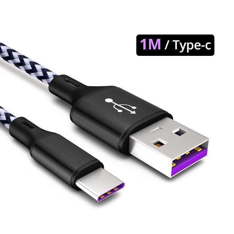 FONKEN USB Typ C Kabel 5A Telefon Ladekabel Typ-C Ladegerät Kabel Für Xiaomi Redmi Hinweis 9 Handy, Mobiltelefon kabel Super Schnelle Ladegerät C: 1m Schwarz