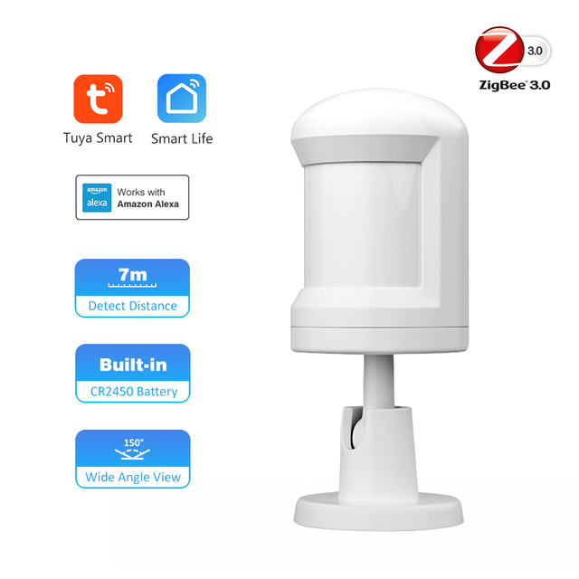 Zigbee PIR Motion Detector Tuya Smart Home Mini Infared Human Body Sensor Wireless Battery Powered Alarm Sensor Support Alexa: Default Title